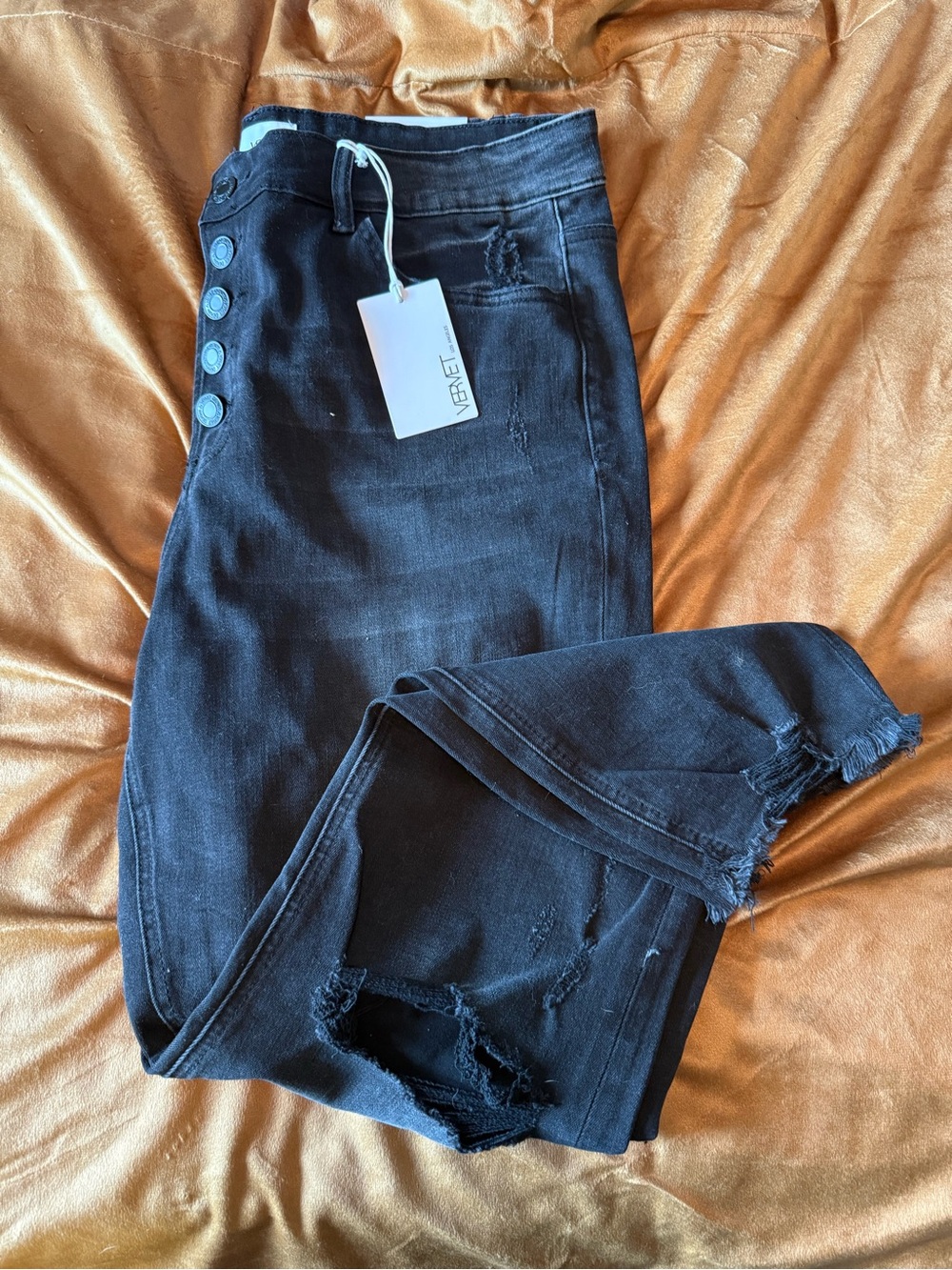 Vervet Black High-Waist Distressed Women's Jeans